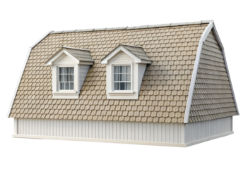 Model of a gabled house isolated with transparent background.