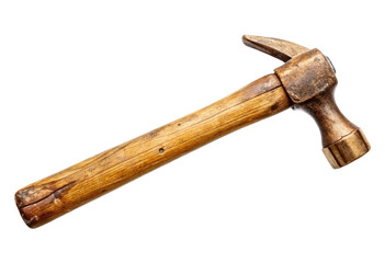 Wooden hammer with metal head isolated with transparent background.