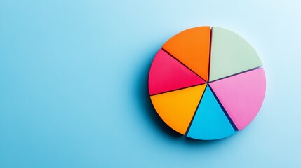 Fototapeta premium Colorful Pie Chart Displayed on a Light Blue Background