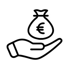 Profit and dividend icon illustrating financial gain represented by a money bag in hand