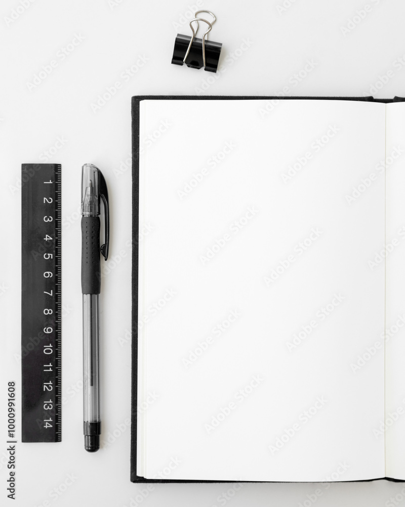 Poster blank notebook page with stationary design element