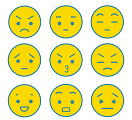 顔マークセット いろいろな表情の顔アイコン