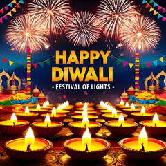 Happy Diwali Festival Of Lights Poster Background Design

