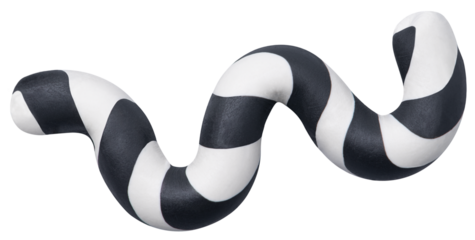 Png abstract shape clay craft wavy textured shape in black and white DIY creative art