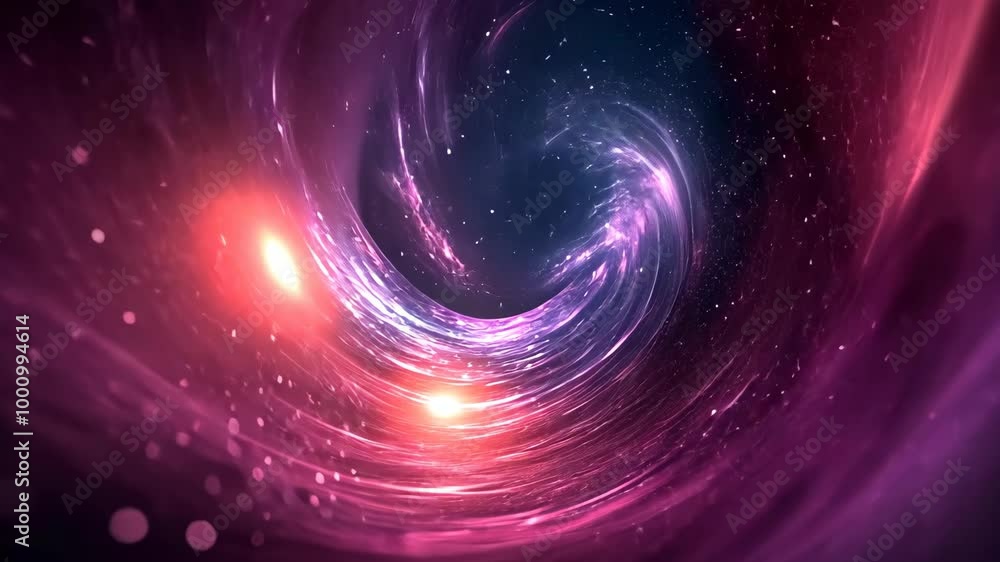 Poster a swirling vortex of light and color in space, creating an otherworldly scene