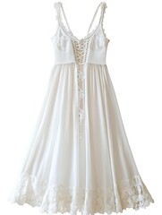 Obraz premium Elegant White Lace Dress with Back Lace Detail.