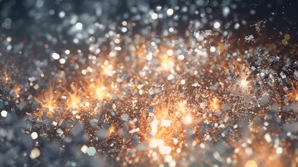 Silver Confetti Explosion with Golden Lights