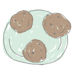Cute chocolate chip cookie doodle style illustration