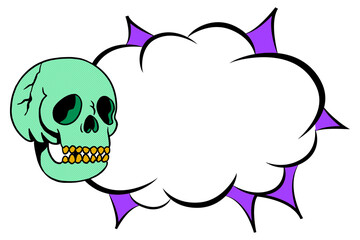 Green skull cartoon effect speech bubble