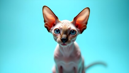 Fototapeta premium Adorable Cat Portraits - Cute Cats with Bright Expressions on Light Blue Background