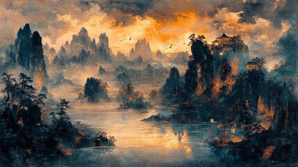 Fototapeta premium sunset in the mountains