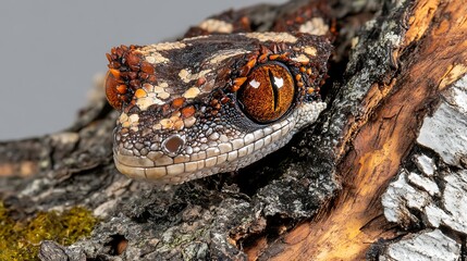 Naklejka premium Close up of a Spiny tailed Gecko on Tree Bark