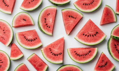 Slices of watermelon on a white background