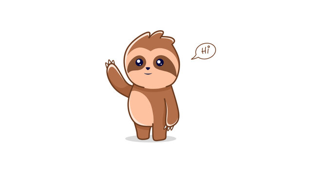 Cute cartoon slow Lorises are waving 