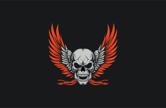 Skull wings logo vector icon illustration