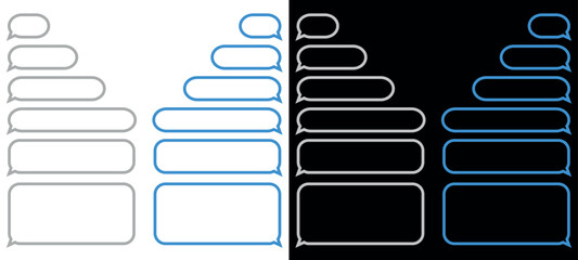 Message bubbles outline template for creating dialogues. Mockup Web messenger interface. Vector illustration isolated on black and white background.