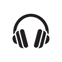 Minimalist Black Headphone Icon - Vector Silhouette for Music Streaming, Audio Technology, and Media Branding
