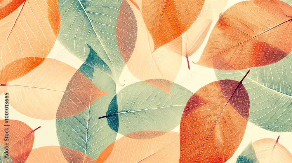 Aufkleber beautiful array of colorful leaves in vibrant shades, creating a stunning natural pattern suitable f