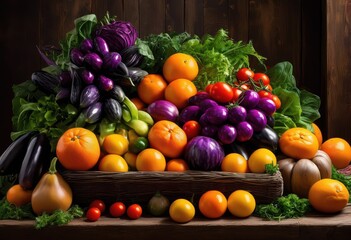 vibrant array fresh colorful fruits vegetables displaying varied textures perfectly arranged bountiful harvest, apples, avocados, asparagus, bananas