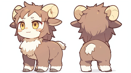 Obraz premium Cute Sheep Illustration: Adorable Cartoon Animal Character Design