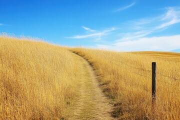 Fototapeta premium Scenic rural path through golden wheat field