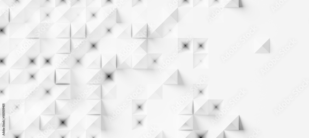 Poster random offset and inset white cube pyramid boxes background wallpaper banner with copy space