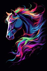Abstract Horse with Colorful Mane