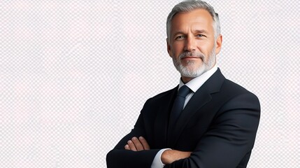 Confident Businessman in Suit with Arms Crossed