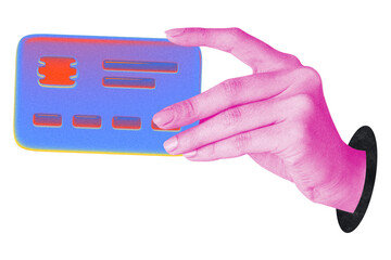 Hand holding png credit card sticker, transparent background