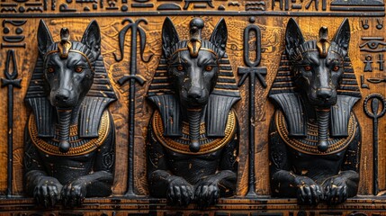 Fototapeta premium papyrus, dogs figure, art, antique, illustration, wallpaper