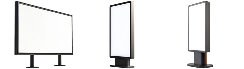 Blank Advertising Billboards for Your Creative Ideas Isolated on Transparent Background