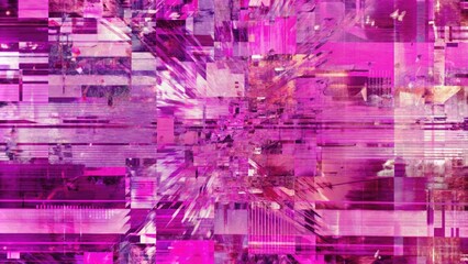 Obraz premium Abstract pink and purple digital art with geometric shapes.