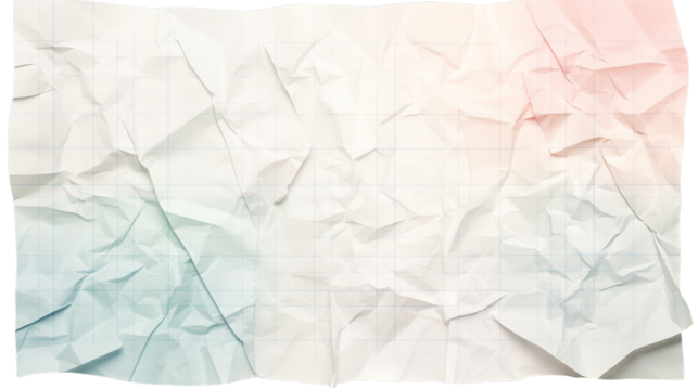 The crumpled paper background in blue and pink pastel colors.