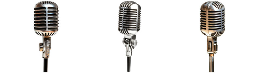 Fototapeta premium Classic Microphones for Music and Events Isolated on Transparent Background