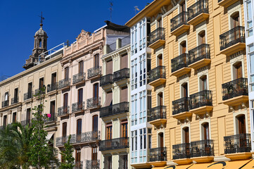 Old buildings facade detail in Valencia Spain