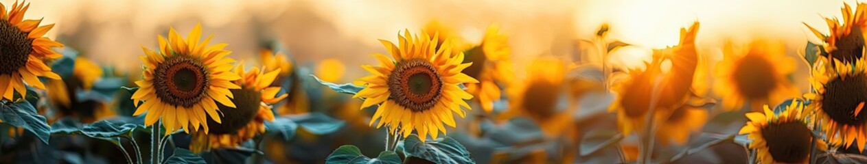 Naklejka premium beautiful field of sunflowers. Selective focus