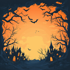 illustration of a halloween background, Generative AI	
