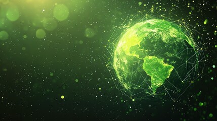 Obraz premium Green Earth with Digital Connection Network