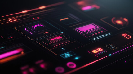 Digital deals concept, Modern web interface, dark background with neon highlights, Online shopping, Shopping website, Cyber Monday banner