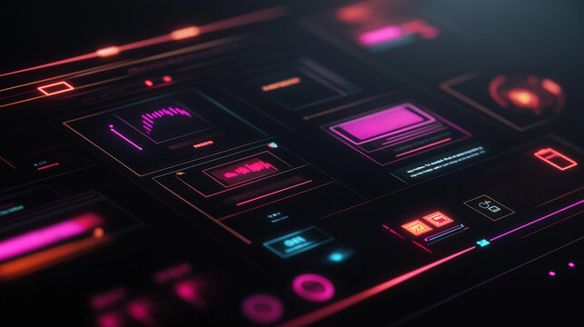 Digital deals concept, Modern web interface, dark background with neon highlights, Online shopping, Shopping website, Cyber Monday banner - Powered by Adobe