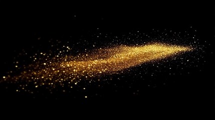 Fototapeta premium Golden Glitter Falling on Black Background