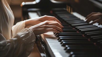 A pair of hands playing the piano.