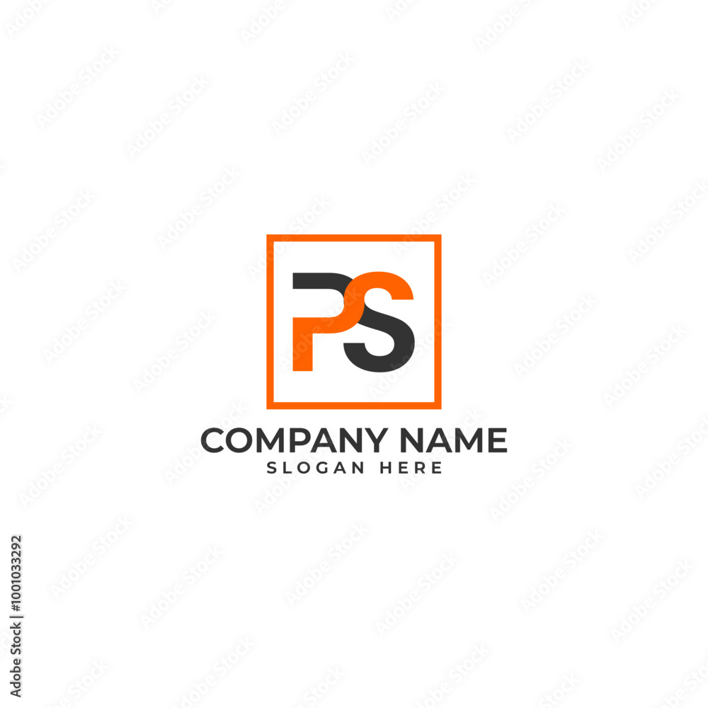 Aufkleber ps logomark with connected letter and the progress bar in orange with geometric and modern style log