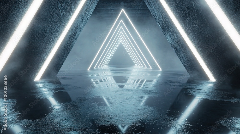 Aufkleber Futuristic Triangular Light Tunnel in Ambient Setting
