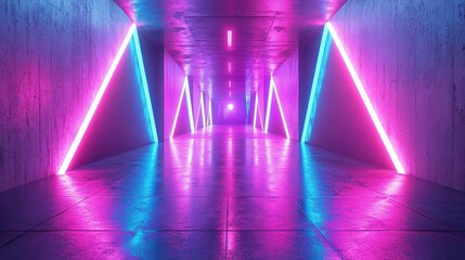 Fototapeta premium Futuristic Neon Corridor with Bright Lights