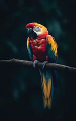Vibrant parrot perched on branch