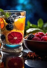 vibrant beverage blends showcasing striking colors unique textures captivating display, drink, liquid, smoothie, juice, cocktail, refreshment, presentation