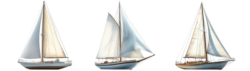 Obraz premium Classic Sailing Yachts on Display Isolated on Transparent Background