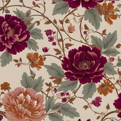Elegance In Bloom Burgundy And Pink Florals Pattern Background Design