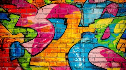 Obraz premium Colorful abstract graffiti on a brick wall.